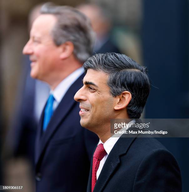 Secretary of State for Foreign, Commonwealth and Development Affairs Lord David Cameron and Prime Minister Rishi Sunak attend a ceremonial welcome,...
