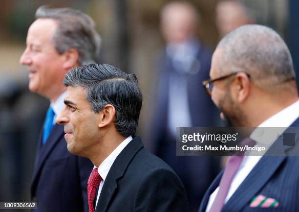 Secretary of State for Foreign, Commonwealth and Development Affairs Lord David Cameron, Prime Minister Rishi Sunak and Secretary of State for the...