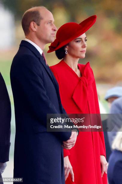 Prince William, Prince of Wales and Catherine, Princess of Wales attend a ceremonial welcome, at Horse Guards Parade, for the President and the First...