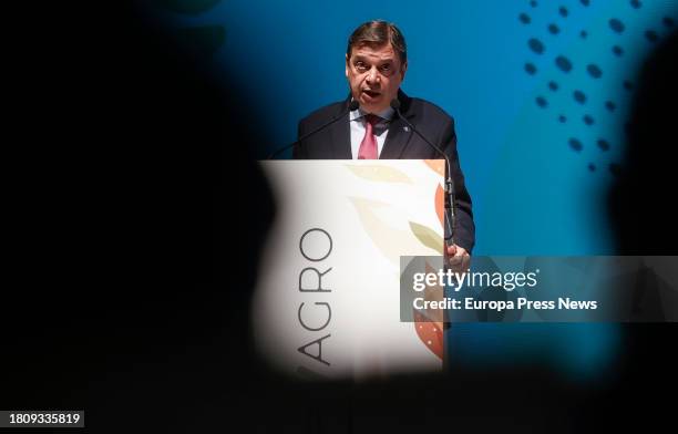 The Minister of Agriculture, Fisheries and Food, Luis Planas, speaks during the II Renowagro International Meeting, at the Palau de Les Arts, on 23...