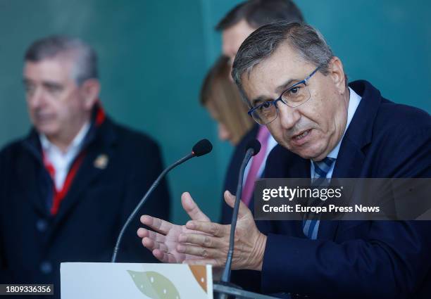 The Regional Minister of Education, Universities and Employment, Jose Antonio Rovira, speaks during the II Renowagro International Meeting, at the...