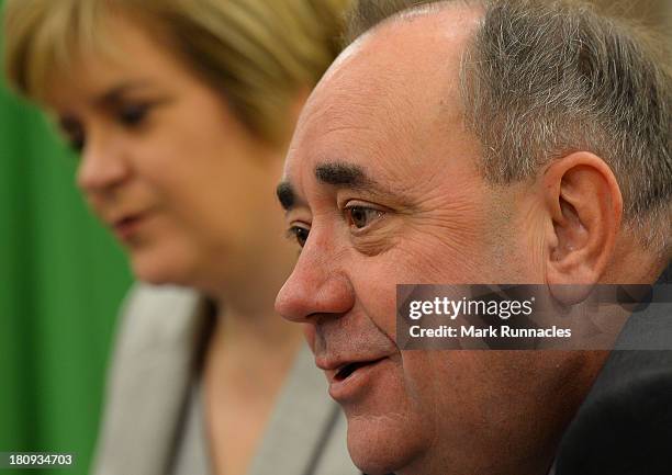 First Minister Alex Salmond talks to children during a visits to the North Edinburgh Childcare Centre to mark one year to go until the Scottish...