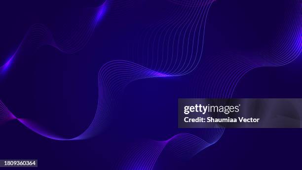 dynamic blue and purple particle wave on dark blue abstract background. abstract sound visualization. digital structure of the wave flow of luminous particles. - amplifier abstract stock illustrations