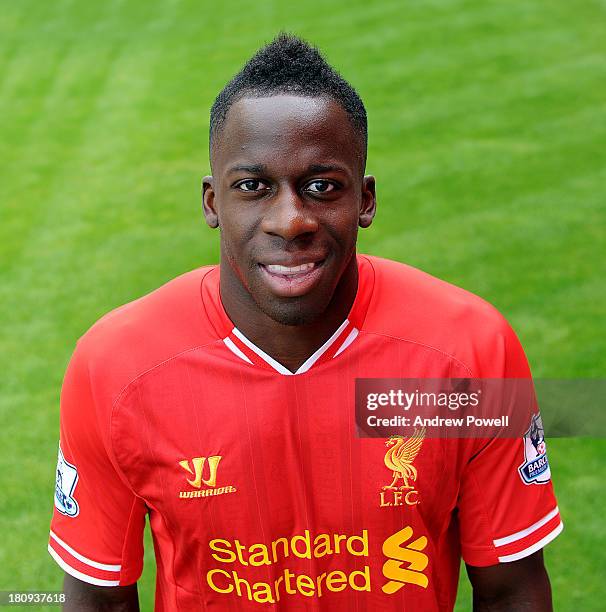 Aly Cissokho of Liverpool poses during a portrait session at Melwood Training Ground on September 18, 2013 in Liverpool, United Kingdom.
