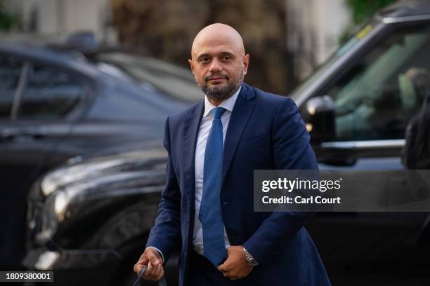 Britain's former Health Secretary Sajid Javid arrives to testify at the Covid inquiry on November 29, 2023 in London, England. Professor Dame Jenny...