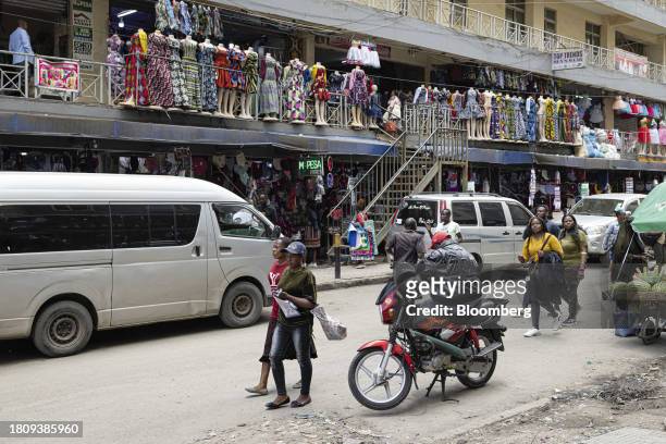 Stores in the Eastleigh district of Nairobi, Kenya, on Thursday, Oct. 19, 2023. Deploying 1,400 tax collectors is the most aggressive in a long line...