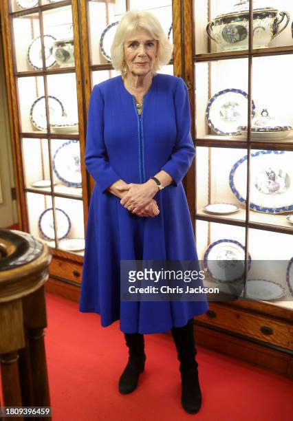 Queen Camilla poses as she hosts the Booker Prize Foundation reception at Clarence House on November 23, 2023 in London, England.