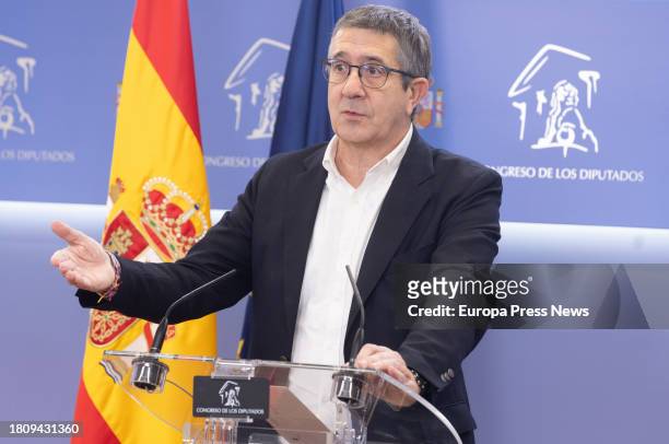 Spokesperson in Congress, Patxi Lopez, during a press conference after the meeting of the Board of Spokespersons, on 23 November, 2023 in Madrid,...