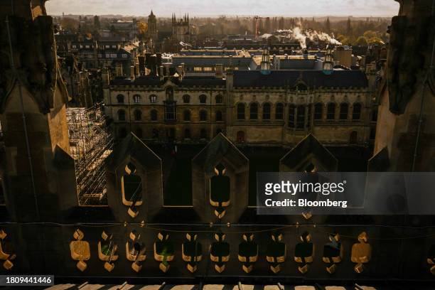 The Wilkins Building at King's College at Cambridge University in Cambridge, UK, on Tuesday, Nov. 28, 2023. The installation of 438 new solar panels...