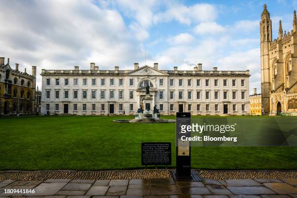 The Gibbs Building at King's College at Cambridge University in Cambridge, UK, on Tuesday Nov. 28, 2023. The installation of 438 new solar panels has...
