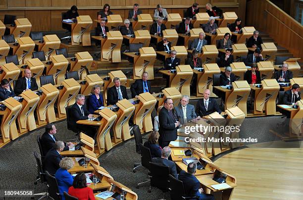 First Minister Alex Salmond speaks during a debate at the Scottish Parliament on the future of Scotland on Wednesday September 18th 2013 in...