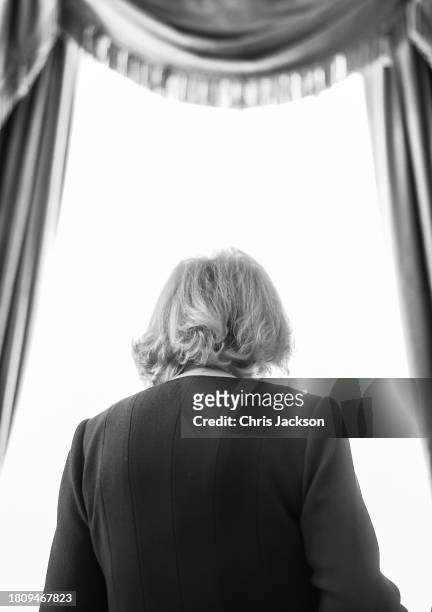 Queen Camilla as she hosts the Booker Prize Foundation reception at Clarence House on November 23, 2023 in London, England.