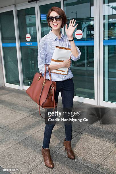 South Korean actress Lee Yo-Won is seen on departure at Incheon International Airport on September 18, 2013 in Incheon, South Korea.