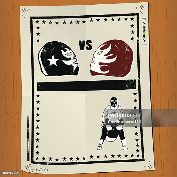 retro wrestling poster - lucha libre wrestling stock illustrations