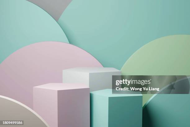 pastel theme podium - pastellmalerei stock-fotos und bilder