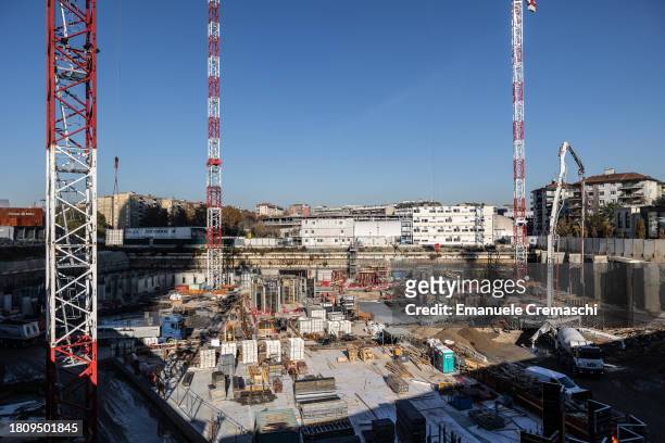 General view of the construction site of the so called CityWave urban regeneration project, CityLife district, on November 23, 2023 in Milan, Italy....