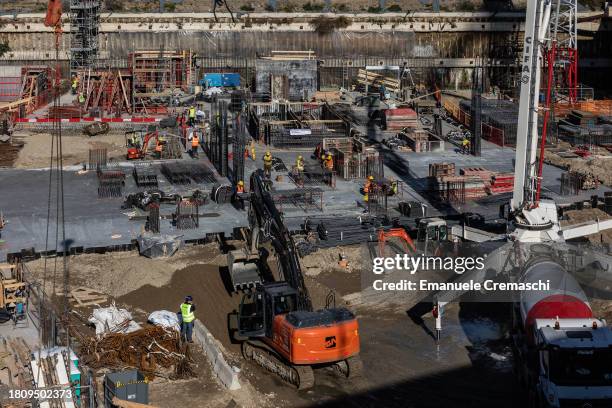 General view of the construction site of the so called CityWave urban regeneration project, CityLife district, on November 23, 2023 in Milan, Italy....