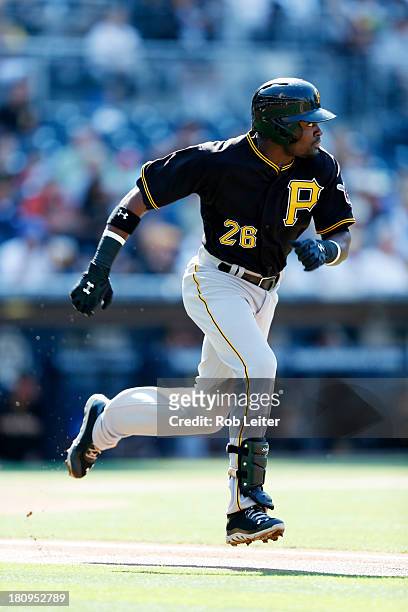 Felix Pie of the Pittsburgh Pirates runs during the game against the San Diego Padres at Petco Park on August 21, 2013 in San Diego, California. The...