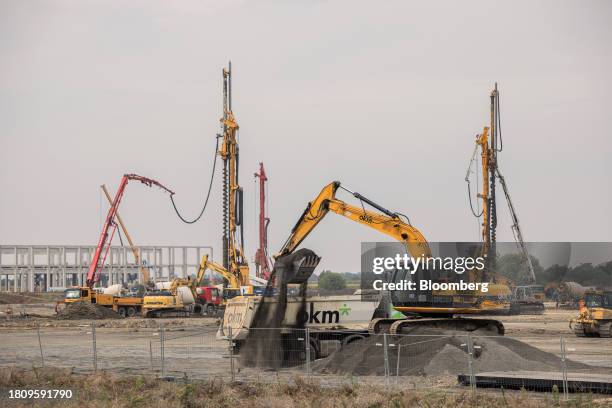 The construction site of the China Contemporary Amperex Technology Co. Electric vehicle battery plant in Debrecen, Hungary on Wednesday, Aug. 16,...