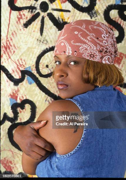Rapper Yo-Yo shows off her Betty Boop tattoo when she appears in a portrait on June 10, 1993 in New York City.