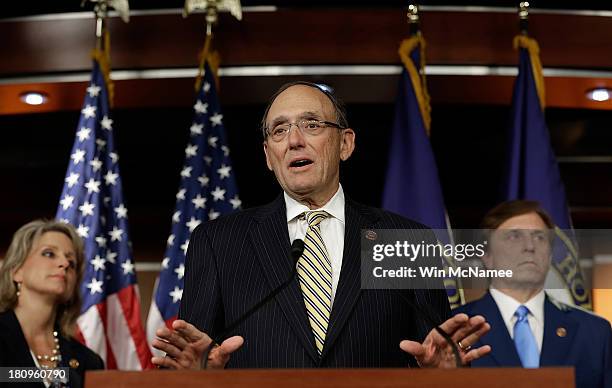 Republican Study Committee Health Care Working Group Chairman Dr. Phil Roe introduces the RSC's "American Health Care Reform Act" during a press...