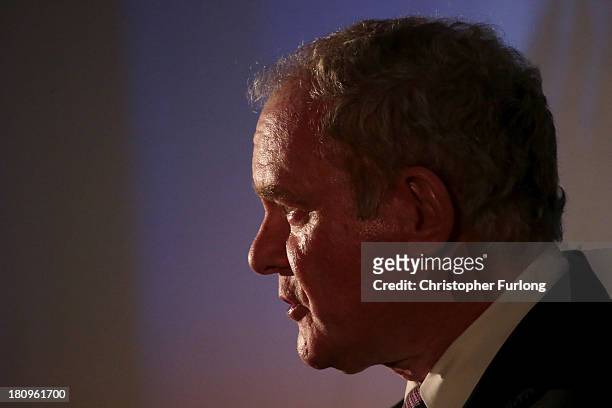 Northern Ireland Deputy First Minister Martin McGuinness delivers his lecture at the Tim Parry Johnathan Ball Foundation for Peace on September 18,...