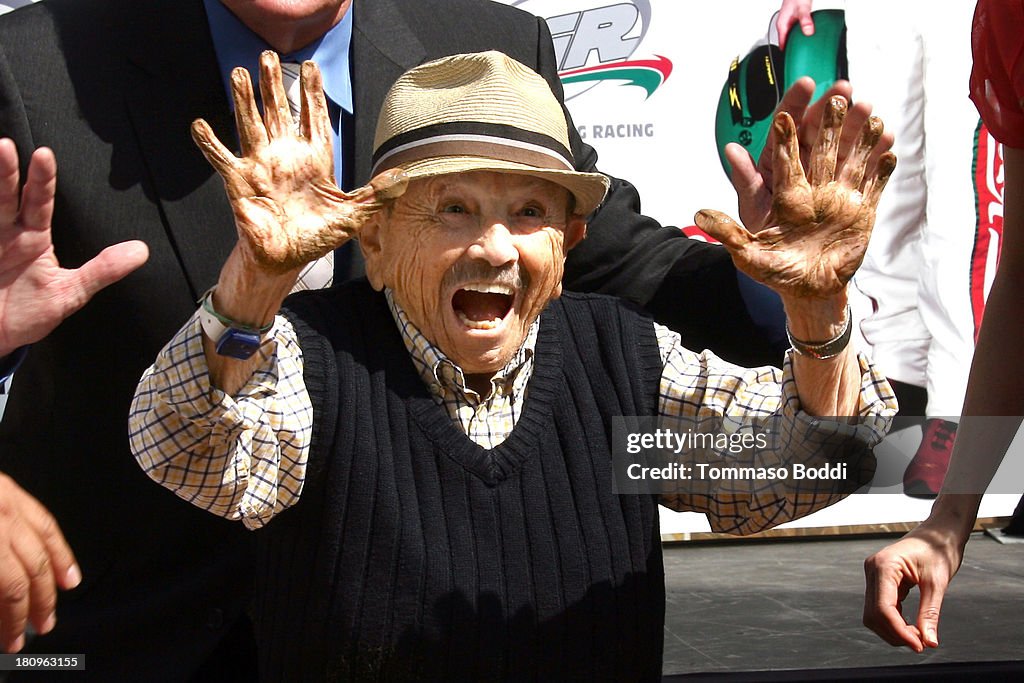 Handprint-Footprint Ceremony For "The Lollipop Kid" Jerry Maren, 93, Last Of The Munchkins From "The Wizard Of Oz"