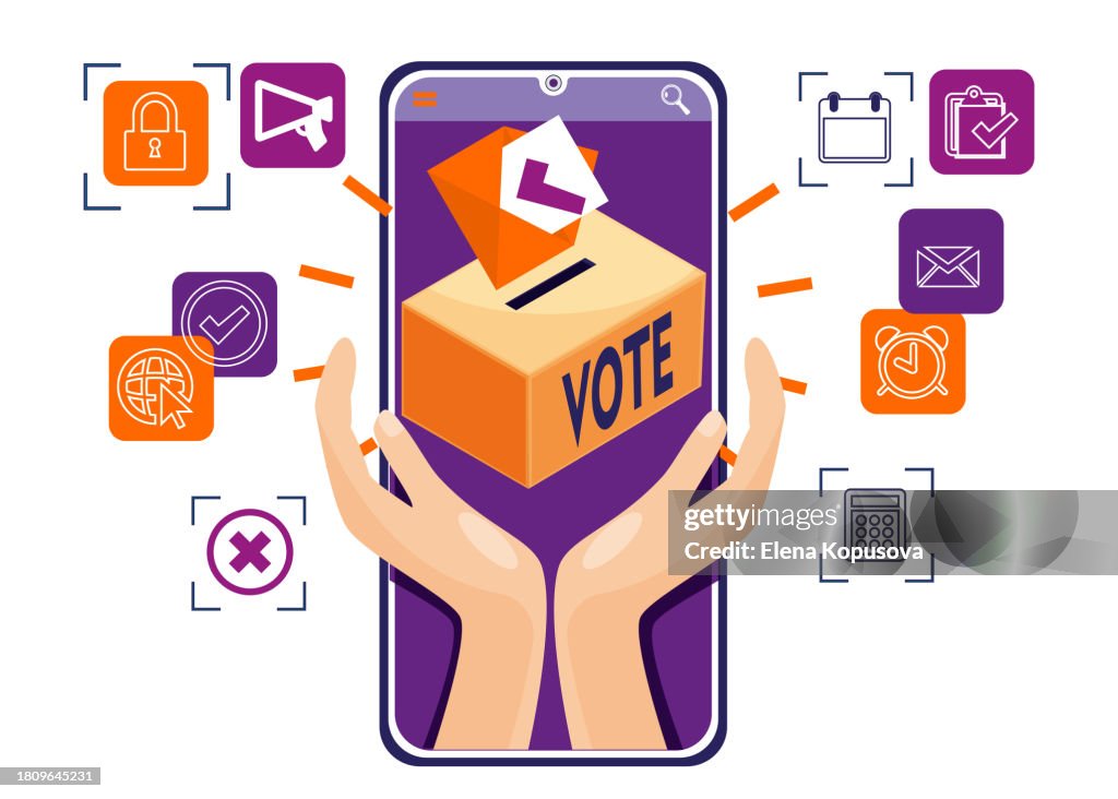 Electronic Voting Concept For Elections In Flat Style Vote In The Usa ...