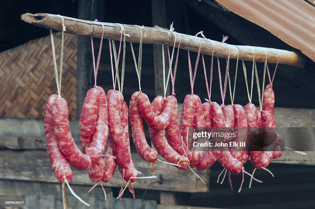 Sausages drying