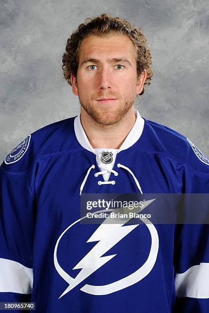 Pierre-Cedric Labrie of the Tampa Bay Lightning poses for his official headshot for the 2013-2014 season on September 11, 2013 at the Tampa Bay Times...