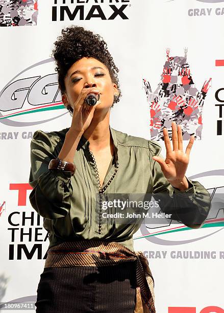 Singer Judith Hill sings "Somewhere Over The Rainbow" at the Handprint-Footprint Ceremony For "The Lollipop Kid" Jerry Maren Last Of "The Munchkins"...