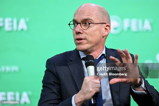 Olivier Scalabre, chief executive officer of France at Boston Consulting Group Inc., speaks during the International Economic Forum of the Americas...