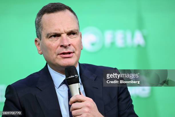 Arnaud Pieton, chief executive officer of Technip Energies NV, speaks during the International Economic Forum of the Americas conference in Paris,...