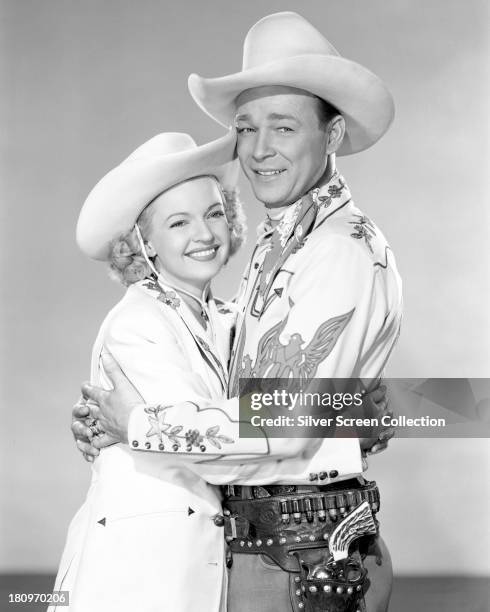 Married American actors Dale Evans and Roy Rogers , circa 1950.