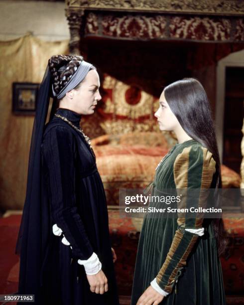British actresses Natasha Parry , as Lady Capulet, and Olivia Hussey as Juliet, in 'Romeo And Juliet', directed by Franco Zeffirelli, 1968.
