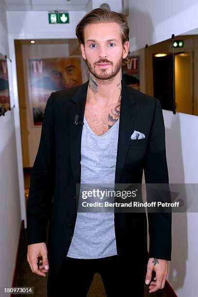 Singer Matt Pokora from musical comedy "Robin des Bois" attends 'Vivement Dimanche' French TV Show at Pavillon Gabriel on September 18, 2013 in...