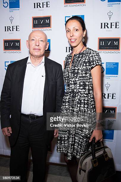 Iosif Bakshtein and Sofia Trotsenko attends the dinner celebrating the opening of Vadim Zakharov's "Dead Languages Dance" special project as part of...