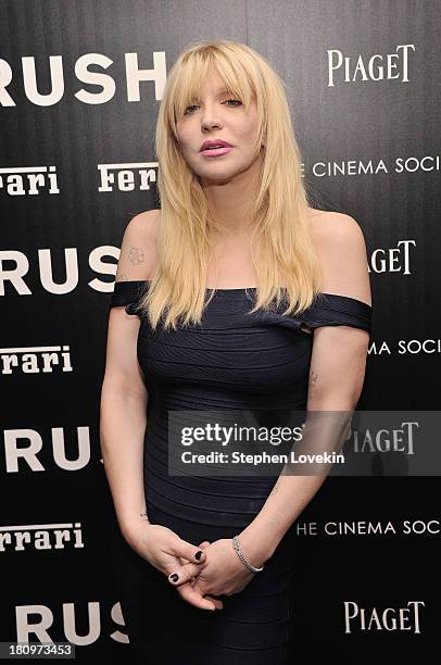 Musician Courtney Love attends the Ferrari and The Cinema Society Screening of "Rush" at Chelsea Clearview Cinemas on September 18, 2013 in New York...