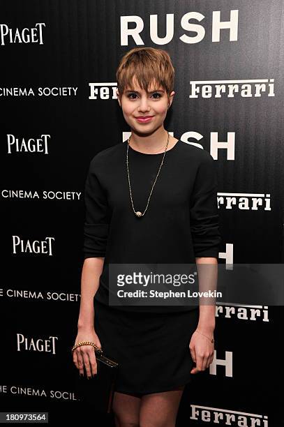 Actress Sami Gayle attends the Ferrari and The Cinema Society Screening of "Rush" at Chelsea Clearview Cinemas on September 18, 2013 in New York City.