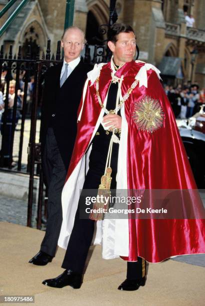 Charles, Prince of Wales, attends the Order of the Bath Service at Westminster Abbey on May 22, 1982 in London, England.