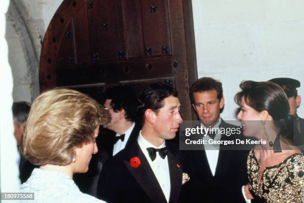 Diana, Princess of Wales, Charles, Prince of Wales, Francois-Marie Banier and Princess Caroline of Monaco attend a dinner at the Chateau de Chambord...