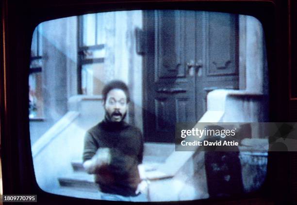 Actor Matt Robinson , shot on a TV monitor during the taping of Sesame Street's very first season, taken for America Illustrated Magazine, at Reeves...