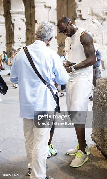 LeBron James is spotted on his honeymoon at The Colosseum on September 18, 2013 in Rome, Italy.