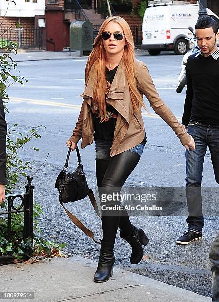 Lindsay Lohan is seen in Gramecy on September 18, 2013 in New York City.