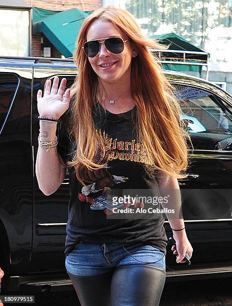 Lindsay Lohan is seen in Gramecy on September 18, 2013 in New York City.
