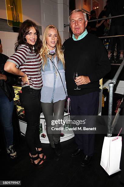 Willa Keswick, Mary Charteris and Simon Keswick attend the launch party for Village Bicycle Brick Lane on September 18, 2013 in London, England.