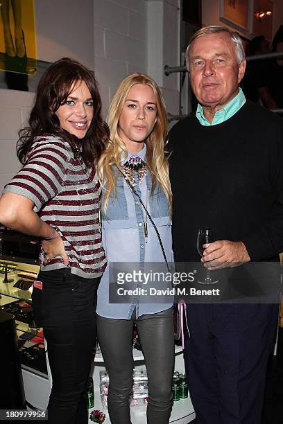 Willa Keswick, Mary Charteris and Simon Keswick attend the launch party for Village Bicycle Brick Lane on September 18, 2013 in London, England.