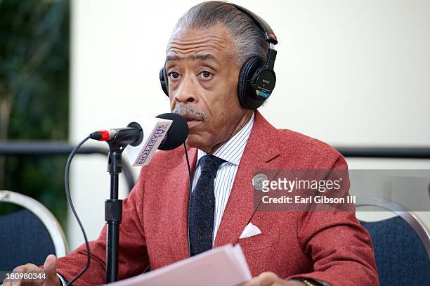 Al Sharpton broadcasts live on Day 1 of the 43rd Annual Legislative Conference on September 18, 2013 in Washington, DC.
