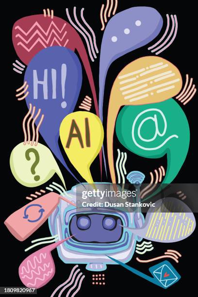 ai chatbot answering your questions quickly! - chatbot stock illustrations