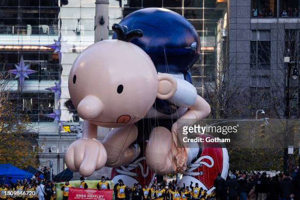 View of the Diary of a Wimpy Kid ballon during the 2023 Macy's Thanksgiving Day Parade on November 23, 2023 in New York City.